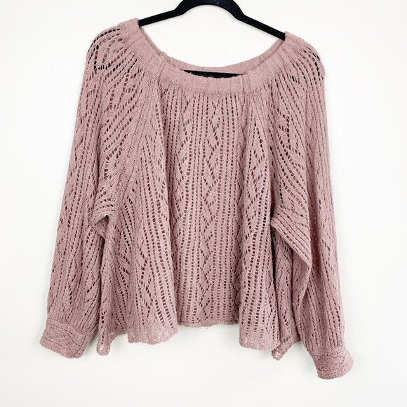 Free People Sweaters - Free People Taupe Open Knit Lightweight Alpaca - Wool Blend Sweater - Small